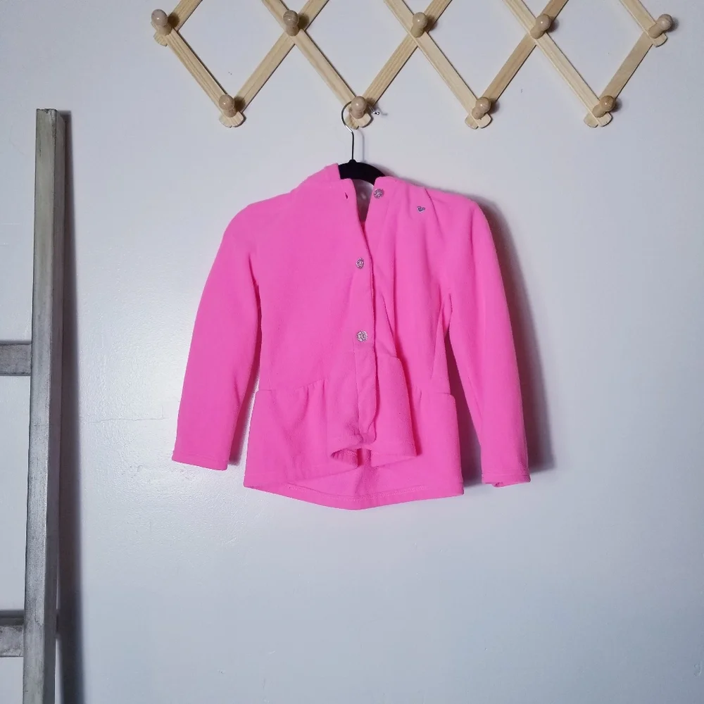 CARTERS GIRL BUTTON DOWN FLEECE HOODIE PINK WITH SILVER HEART 4T